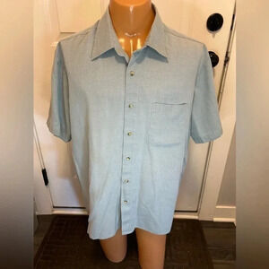 ANDREW FEZZA NY MEN'S SHORT SLEEVE GREEN BUTTON DOWN RAYON MICRO TOUCH SHIRT 2XL